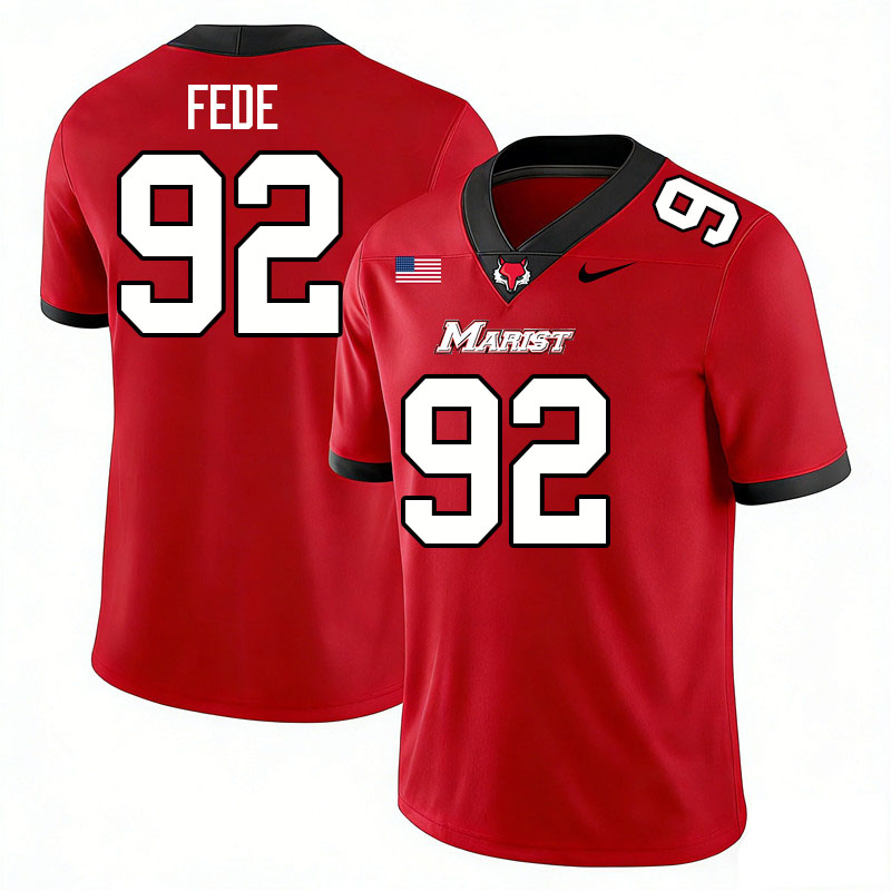 Marist Red Foxes #92 Terrence Fede College Football Jerseys,Uniforms-Red